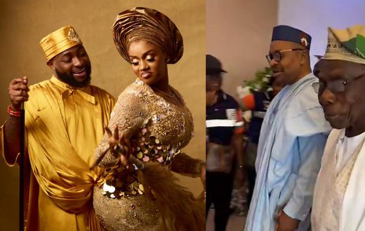 Ex-President Olusegun Obasanjo and former Governor Emmanuel Udom of Akwa Ibom State attended Davido and Chioma's wedding. [X, Formerly Twitter]