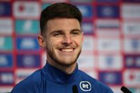 England midfielder Declan Rice speaks to the press