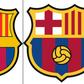 FC Barcelona's proposed adjustment to the current team badge (L) included removing the acronym FCB to highlight the ball and the Catalan regional flag