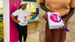 Mrs Faith Senyo donates sanitary pads