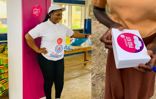 Mrs Faith Senyo donates sanitary pads