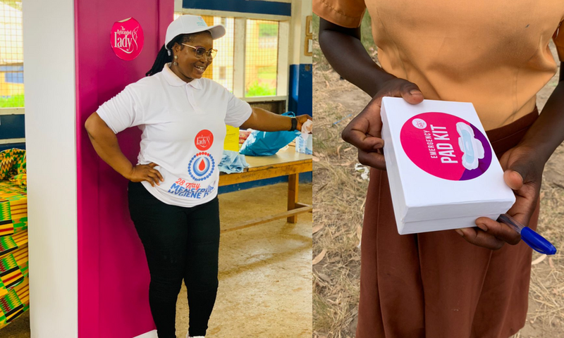 Mrs Faith Senyo donates sanitary pads