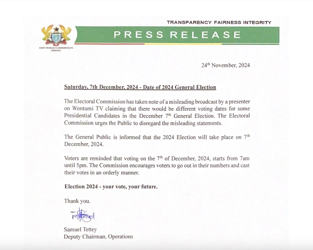 'Go out and vote on 7th December' - EC responds to misleading broadcast about election date