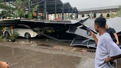 Multiple cars smashed as roof of A&C mall car park collapses after heavy rainstorm