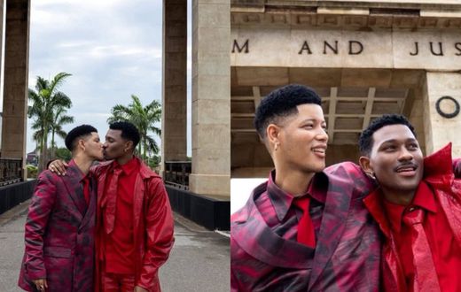 Ghanaians divided as gay couple share kissing photos at Ghana’s Independence Arch