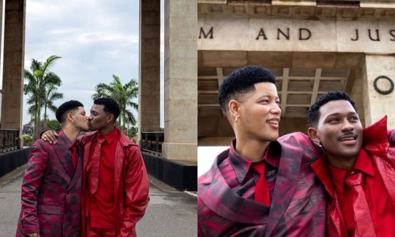 Ghanaians divided as gay couple share kissing photos at Ghana’s Independence Arch