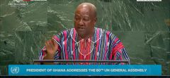 President Mahama addressing the 80th United Nations General Assembly (UNGA) in New York on Thursday, 25 September 2025,
