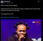 Sarkodie, Bawumia, Bola Ray and other celebrities react to Daddy Lumba’s death