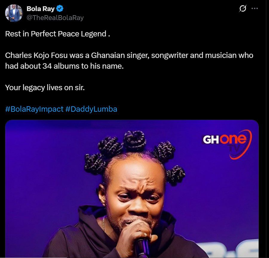 Sarkodie, Bawumia, Bola Ray and other celebrities react to Daddy Lumba’s death
