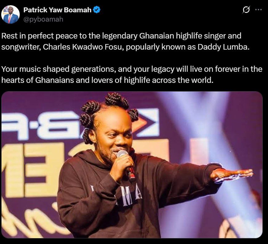 Sarkodie, Bawumia, Bola Ray and other celebrities react to Daddy Lumba’s death