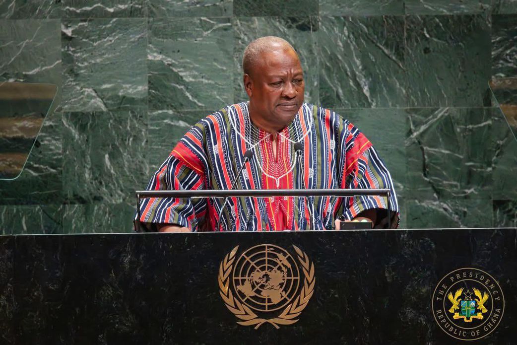 President Mahama addressing the 80th United Nations General Assembly (UNGA) in New York on Thursday, 25 September 2025