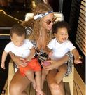 Beyonce with the twins, Siri and Rumi