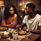 DALL·E-2024-09-09-145510-A-black-couple-sitting-at-a-dinner-table -eating-a-meal