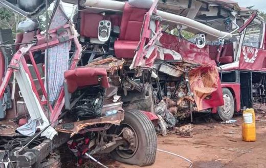 VIP bus crash with tanker in suhum.