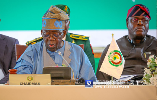 President Bola Tinubu at the 65th Ordinary Session of the ECOWAS Authority of Heads of State and Government at the State House Conference Centre in Abuja on Sunday, July 7th, 2024. PHOTO: Sodiq Adelakun/Channels TV.
