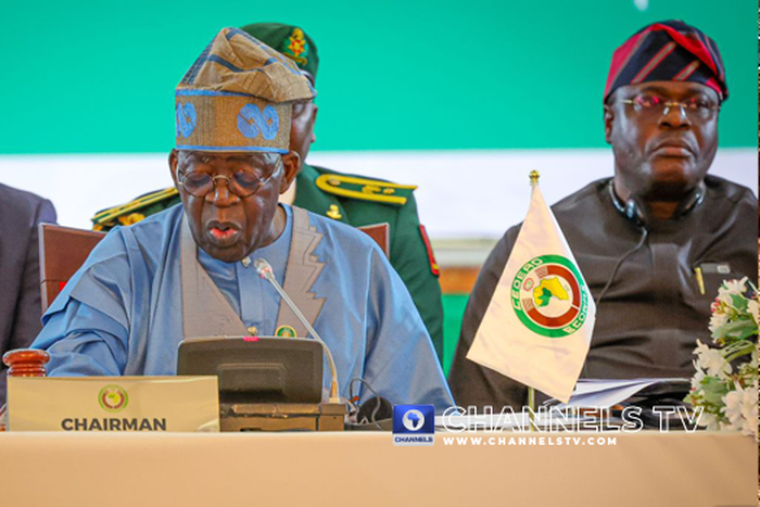 President Bola Tinubu at the 65th Ordinary Session of the ECOWAS Authority of Heads of State and Government at the State House Conference Centre in Abuja on Sunday, July 7th, 2024. PHOTO: Sodiq Adelakun/Channels TV.