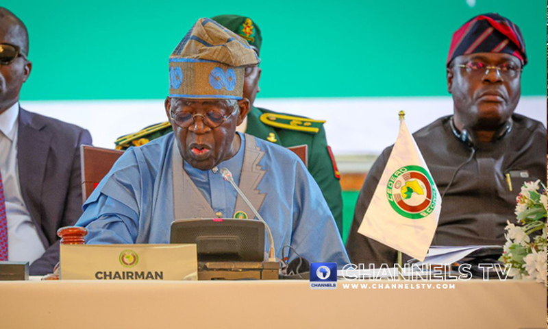 President Bola Tinubu at the 65th Ordinary Session of the ECOWAS Authority of Heads of State and Government at the State House Conference Centre in Abuja on Sunday, July 7th, 2024. PHOTO: Sodiq Adelakun/Channels TV.