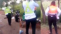 Police officers jam vigorously to political campaign song while at post