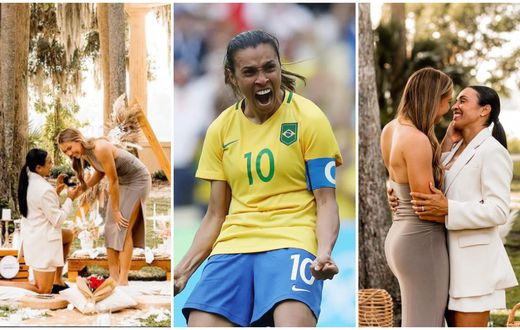 Marta: Brazil footballer announces engagement to lesbian partner Carrie Lawrence