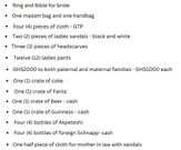 Bride price list