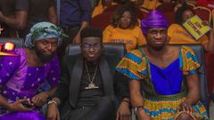 Kenny Black (middle) and Josh2funny (right) and another comedian on the set of 'Knockout'