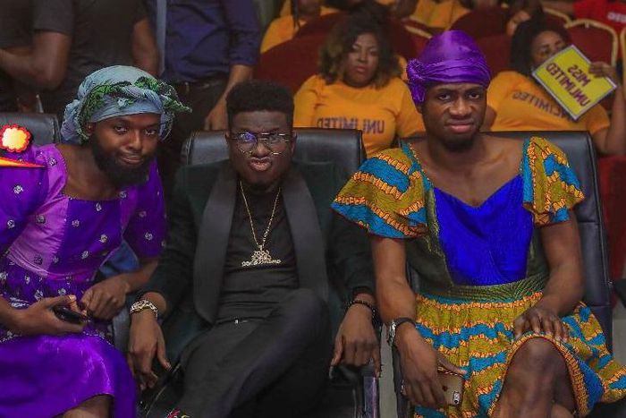 Kenny Black (middle) and Josh2funny (right) and another comedian on the set of 'Knockout'