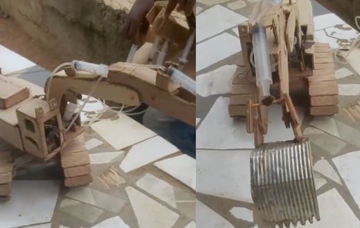 Majeed Nana Yaw: JHS Student makes excavators, trucks using plywood and syringes