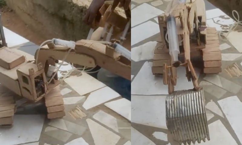 Majeed Nana Yaw: JHS Student makes excavators, trucks using plywood and syringes