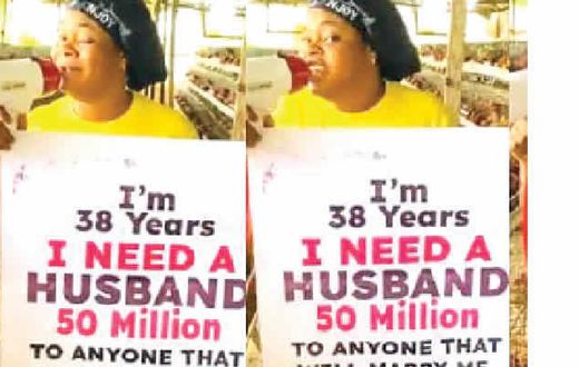 The TikToker was seen in a viral video holding a placard with an inscription that said she was ready to offer her prospective husband 50 million naira.