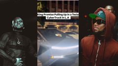 King Promise pulls up in a 2024 Tesla Cybertruck at album launch party