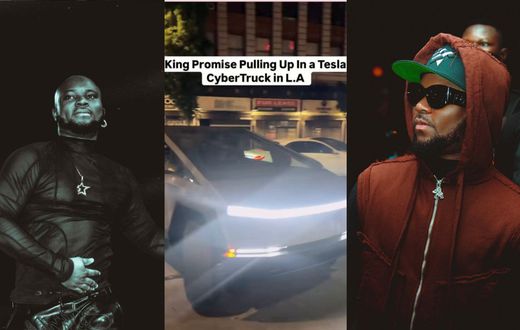 King Promise pulls up in a 2024 Tesla Cybertruck at album launch party