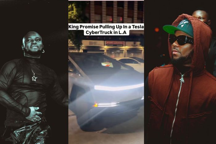 King Promise pulls up in a 2024 Tesla Cybertruck at album launch party