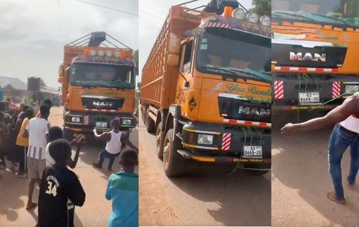 Bawku man pulls heavy truck with his jaw, displaying awe-inspiring strength