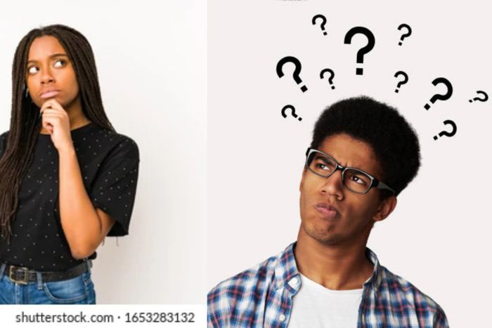 Confused man and woman