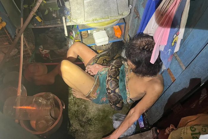Woman survives python attack