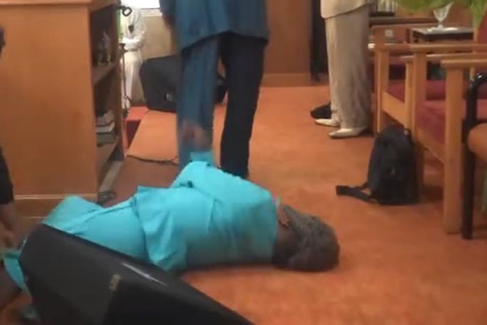 Woman slumps, dies while giving testimony in church