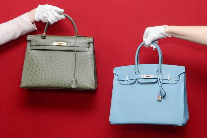 A Hermes Birkin (right) and a Herms Kelly (left) in a pre-auction photo.rune hellestad/Corbis via Getty Images