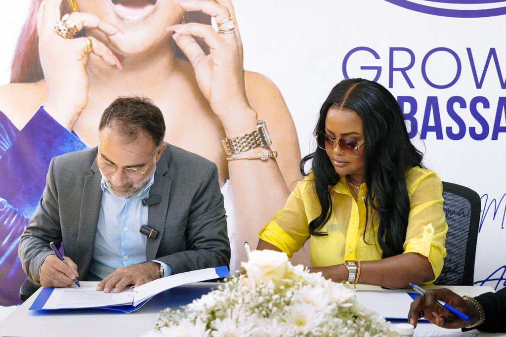 Tanal Ghandour, CEO of Ghandour Cosmetics and Nana Ama McBrown at the signing ceremony