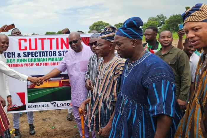 Mahama breaks ground for 500-seater sports complex in Bolew Bamboi