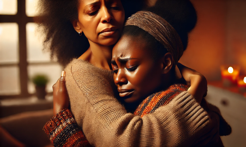 DALL·E-2024-09-11-100757-A-touching-scene-of-a-Black-woman-hugging-her-mother-while-in-tears
