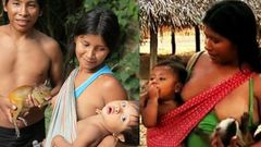 The Awa women breastfeeds their animals [Indiatimes]