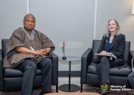 Minister for Foreign Affairs, Samuel Okudzeto Ablakwa with US under Secretary of State for Political Affairs Allison Hooker