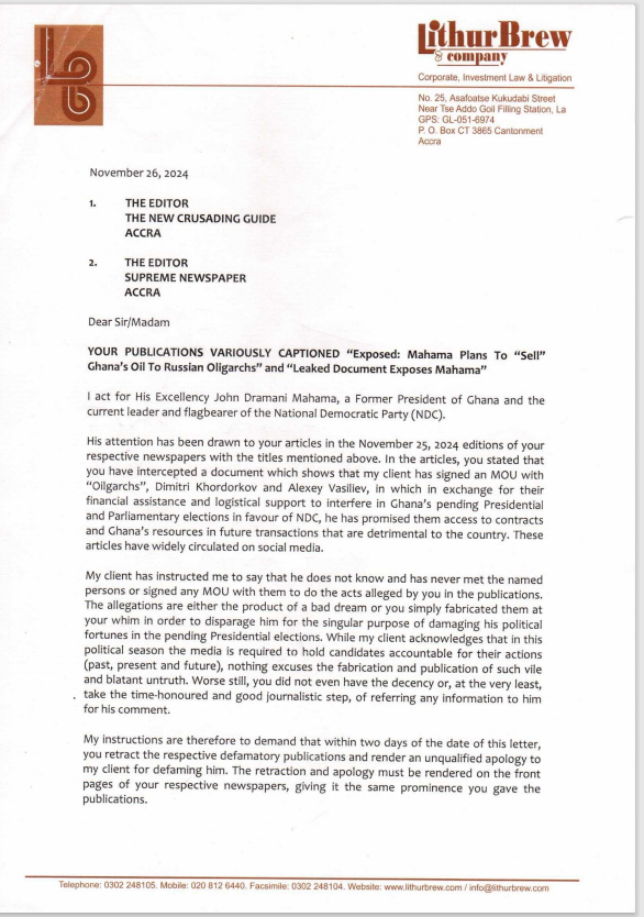 Mahama demands retraction and apology from newspapers over defamatory publications
