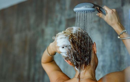 A woman in the shower