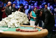 Money stacked in casino