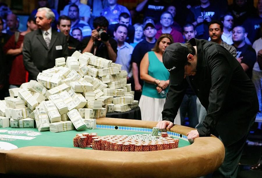 Money stacked in casino