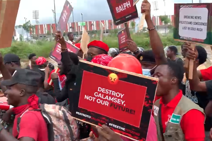 Ghanaians protest against illegal mining to save water bodies, farmland, forests