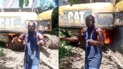We’ll vote against NPP - Angry man vows as galamsey excavator is set ablaze