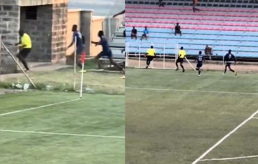 Video: Referee, 2 assistants run for their lives as angry soldiers of military team chase them