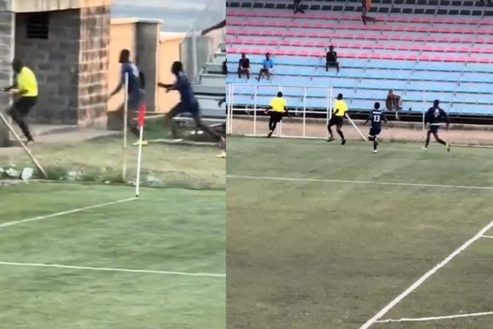 Video: Referee, 2 assistants run for their lives as angry soldiers of military team chase them